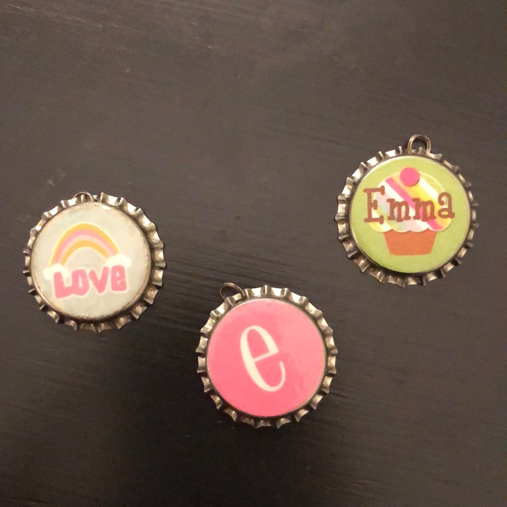 Bottle cap necklace pieces